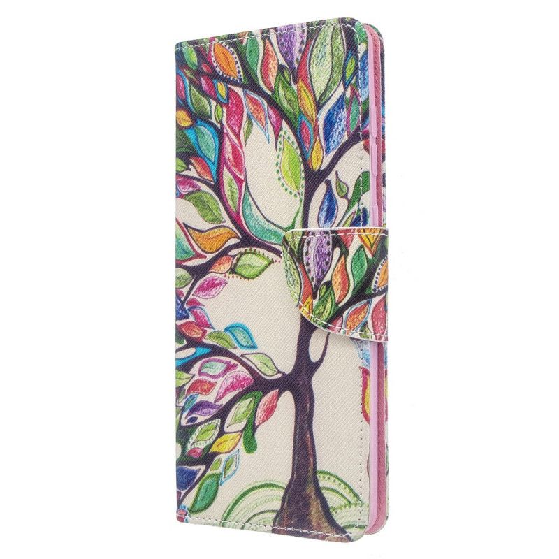 Lederhüllen Samsung Galaxy A71 Farbiger Baum