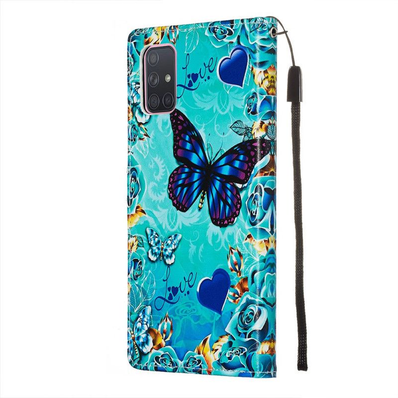 Lederhüllen Samsung Galaxy A71 Goldene Schmetterlinge