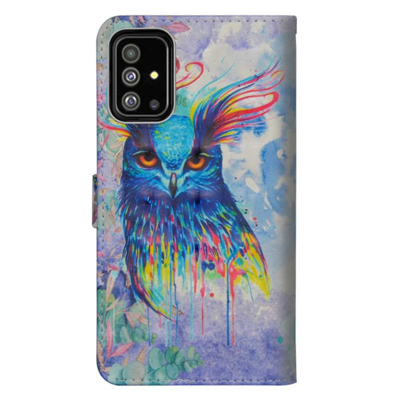 Lederhüllen Samsung Galaxy A71 Handyhülle Aquarellvogel