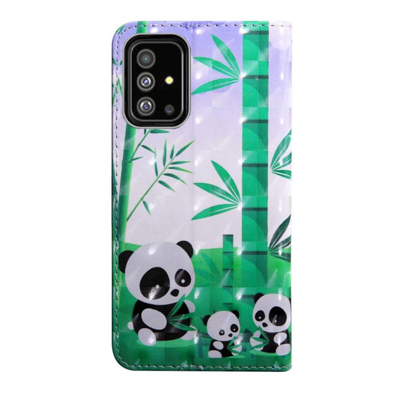 Lederhüllen Samsung Galaxy A71 Panda-Familie