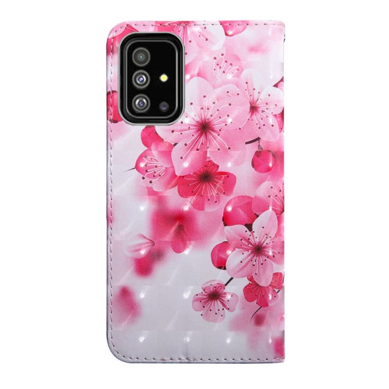 Lederhüllen Samsung Galaxy A71 Rosa Blüten