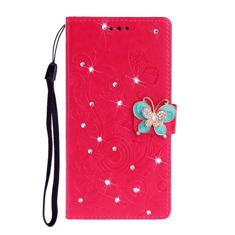Lederhüllen Samsung Galaxy A71 Rot Schmetterlingszauber