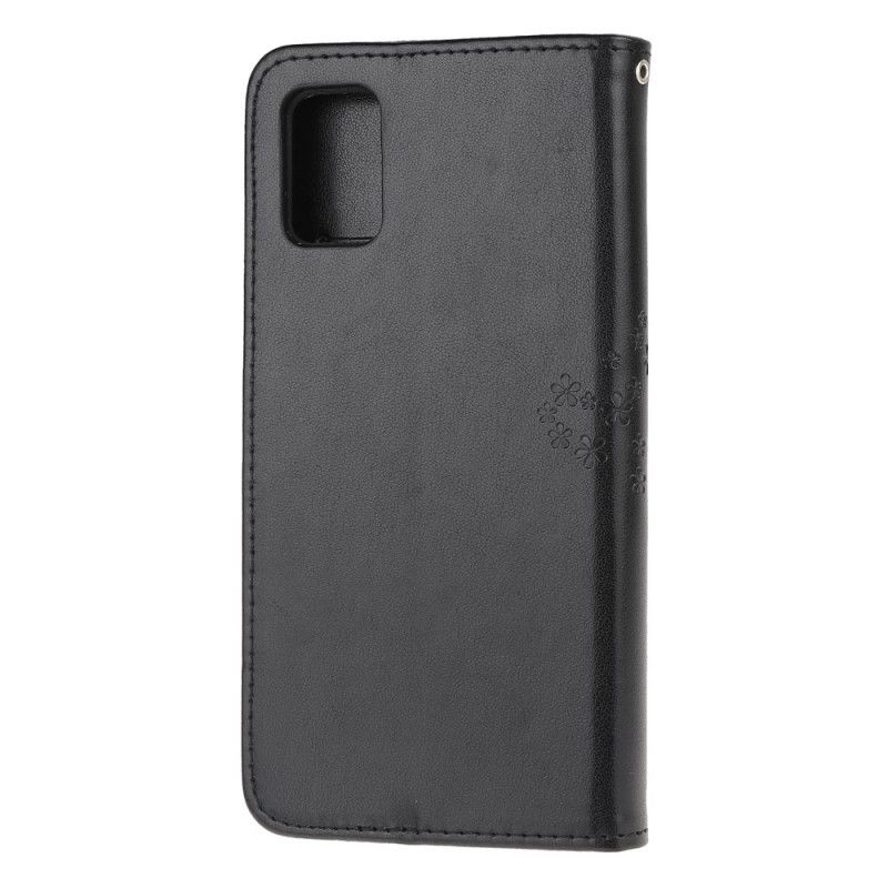 Lederhüllen Samsung Galaxy A71 Schwarz Baum- Und Tanga-Eulen