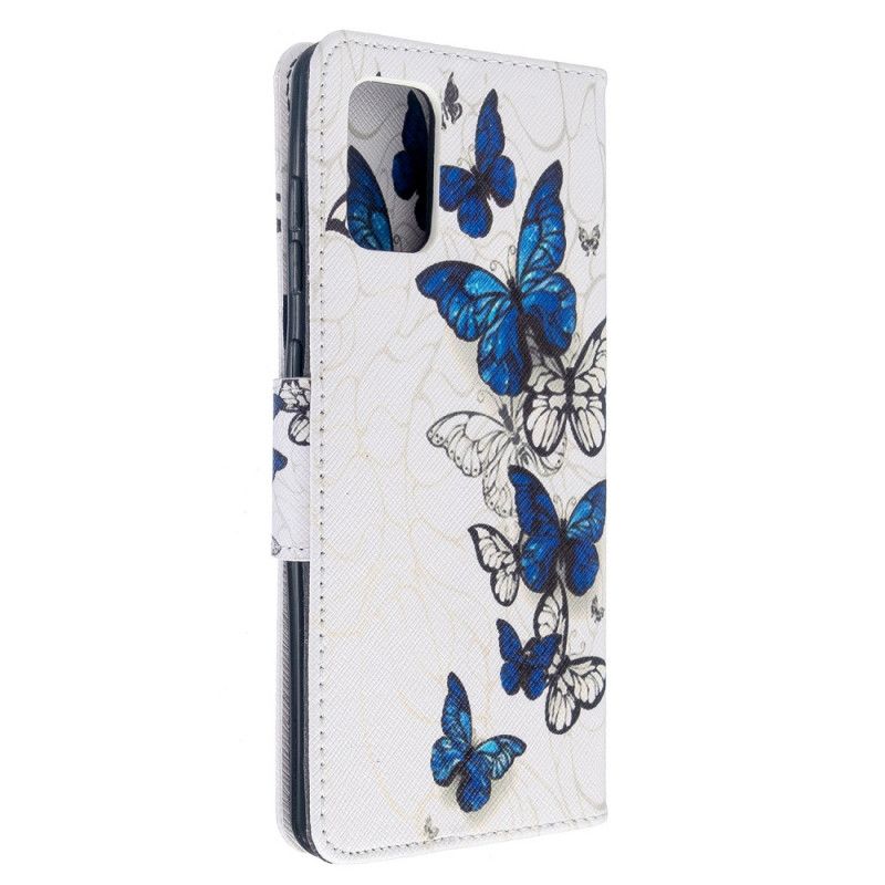 Lederhüllen Samsung Galaxy A71 Schwarz Königliche Schmetterlinge