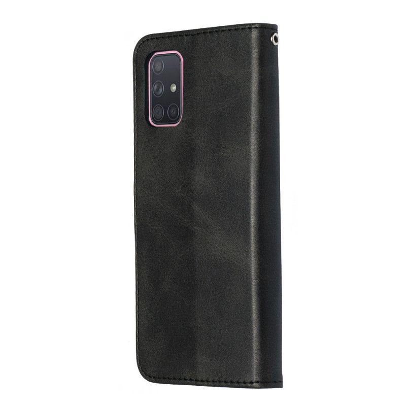 Lederhüllen Samsung Galaxy A71 Schwarz Vintage Geldbörse