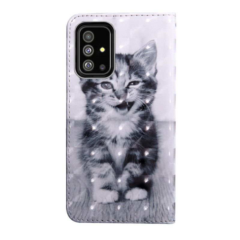 Lederhüllen Samsung Galaxy A71 Schwarz-Weiße Katze