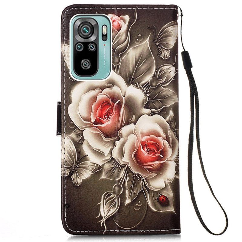 Flip Case Für Samsung Galaxy A53 5G Goldene Rosen