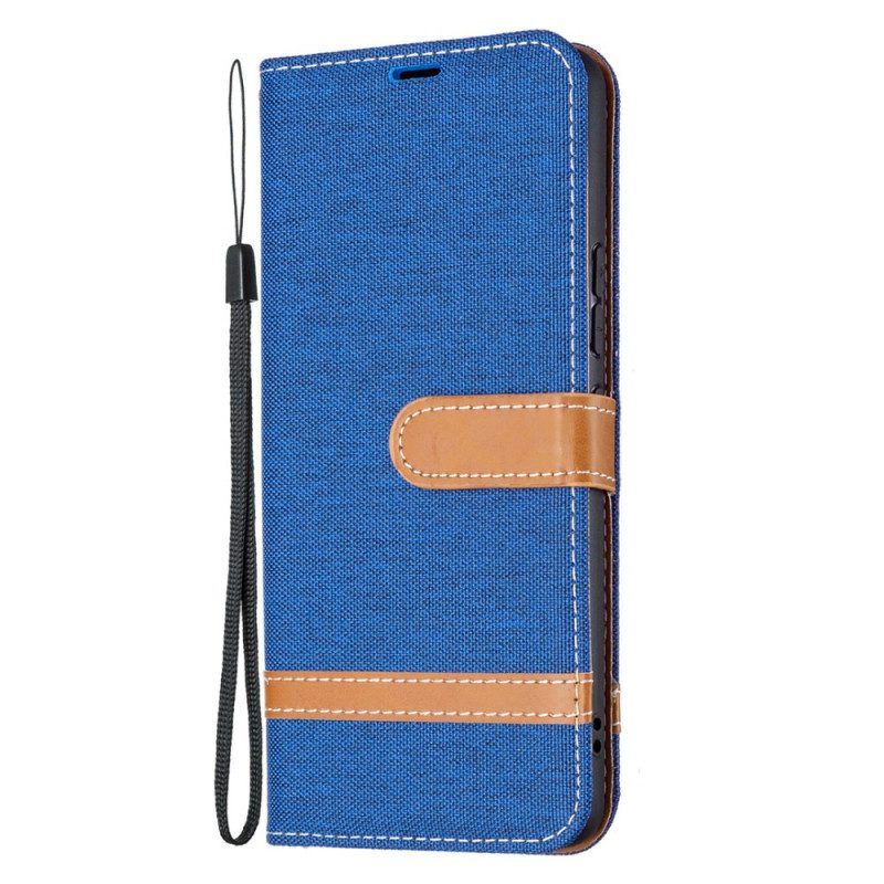 Flip Case Für Samsung Galaxy A53 5G Mit Kordel Armband In Stoff- Und Lederoptik