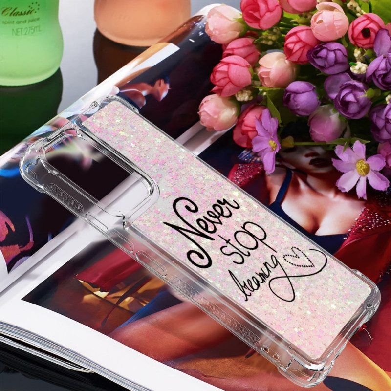 Handyhülle Für Samsung Galaxy A53 5G Mit Kordel Never Stop Glitzer-kordelzug