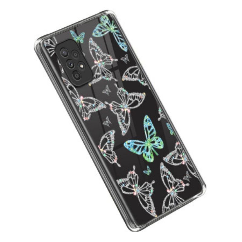 Handyhülle Für Samsung Galaxy A53 5G Nahtlose Bunte Schmetterlinge