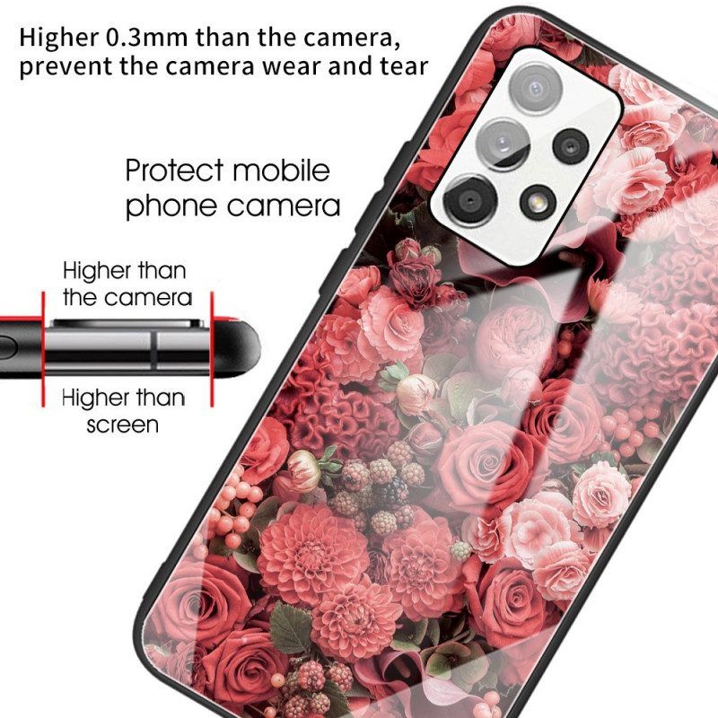 Handyhülle Für Samsung Galaxy A53 5G Rosenblüten Aus Gehärtetem Glas