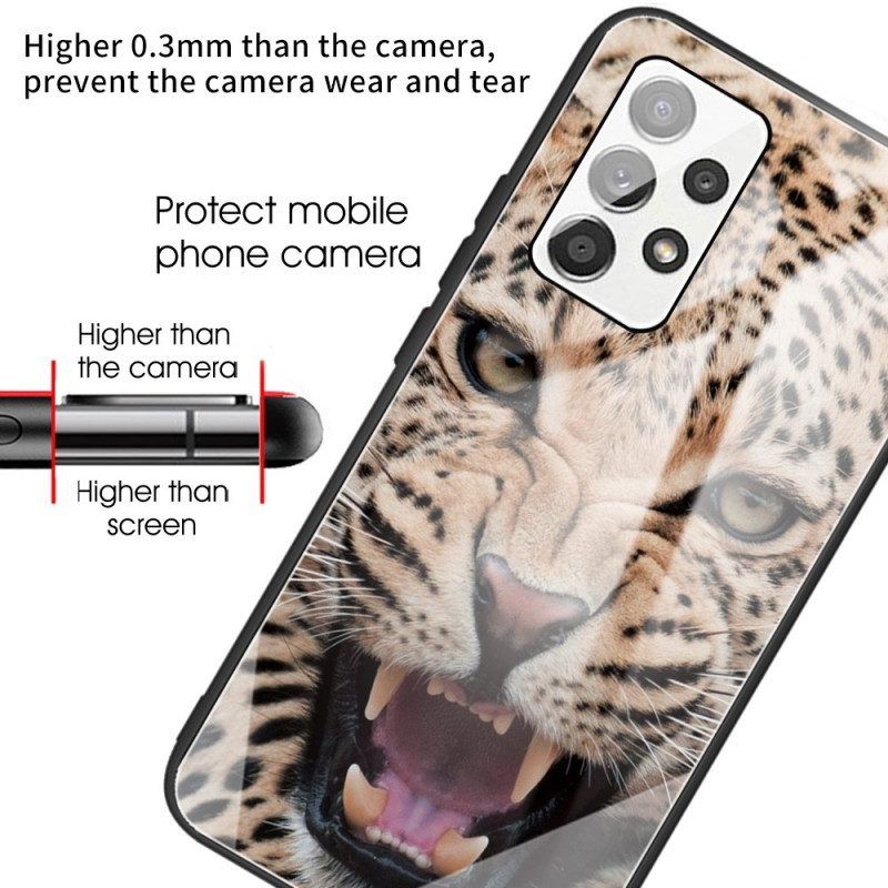 Hülle Für Samsung Galaxy A53 5G Gehärtetes Leopardenglas
