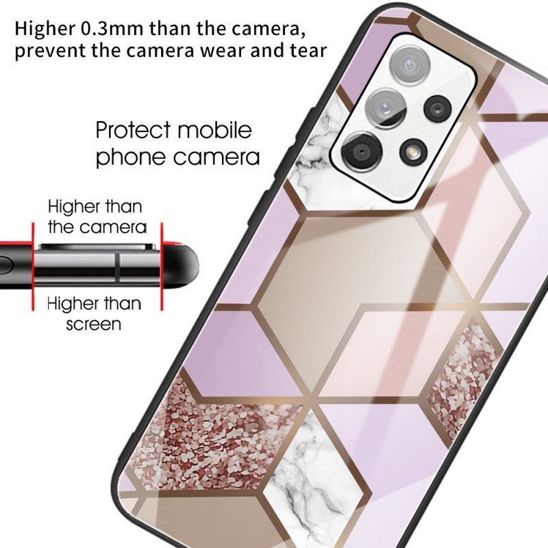 Hülle Für Samsung Galaxy A53 5G Geometrie Marmor Gehärtetes Glas