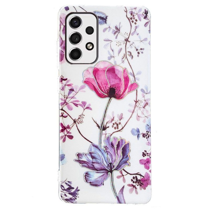 Hülle Für Samsung Galaxy A53 5G Marmorierte Blumen