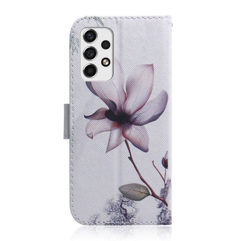 Lederhüllen Für Samsung Galaxy A53 5G Blume Staubiges Rosa