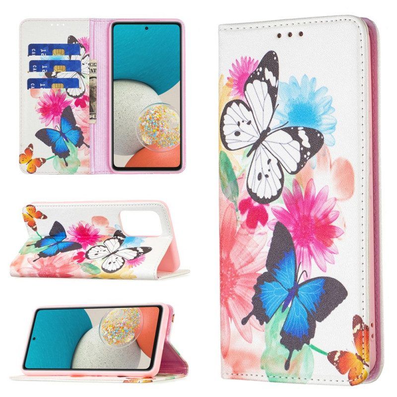 Schutzhülle Für Samsung Galaxy A53 5G Flip Case Bunte Schmetterlinge