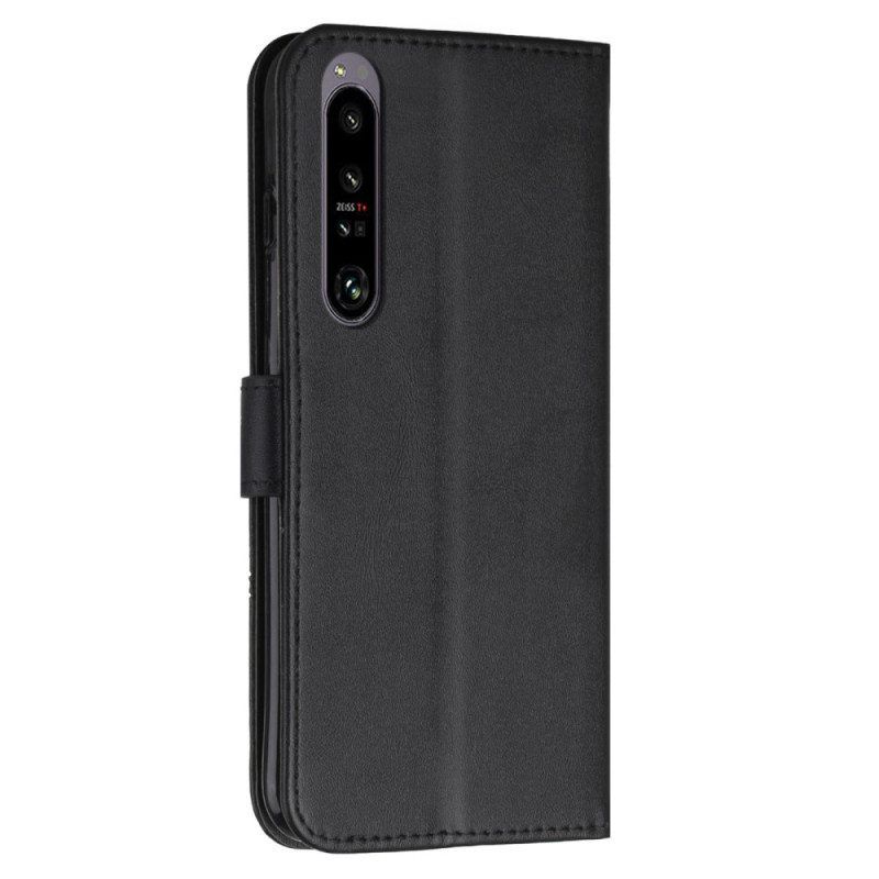 Flip Case Für Sony Xperia 1 IV Geometrischer Lederstil Mit Riemen