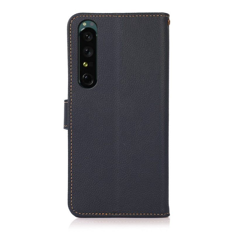 Flip Case Für Sony Xperia 1 IV Khazneh Rfid-echtleder