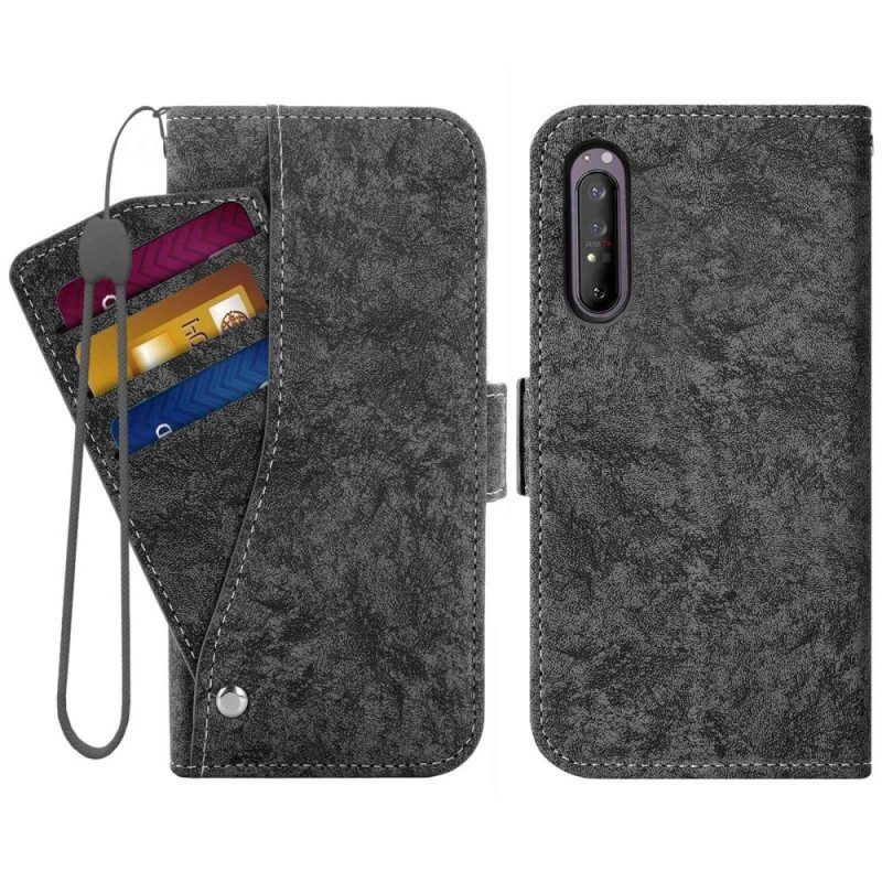 Flip Case Für Sony Xperia 1 IV Ledereffekt Mit Drehbarem Kartenhalter