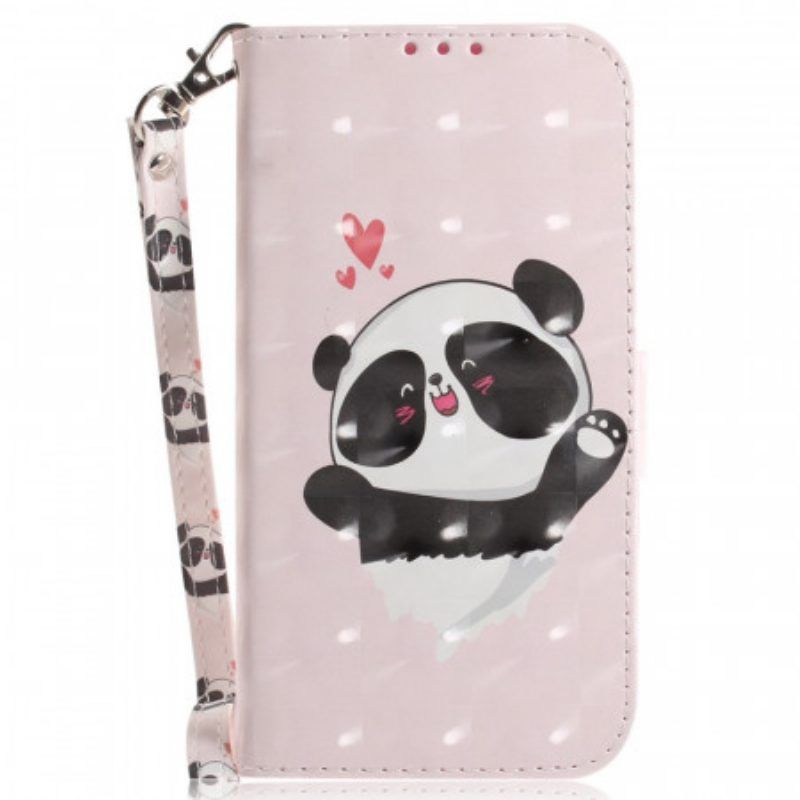 Flip Case Für Sony Xperia 1 IV Mit Kordel Kleiner Panda Mit Riemen