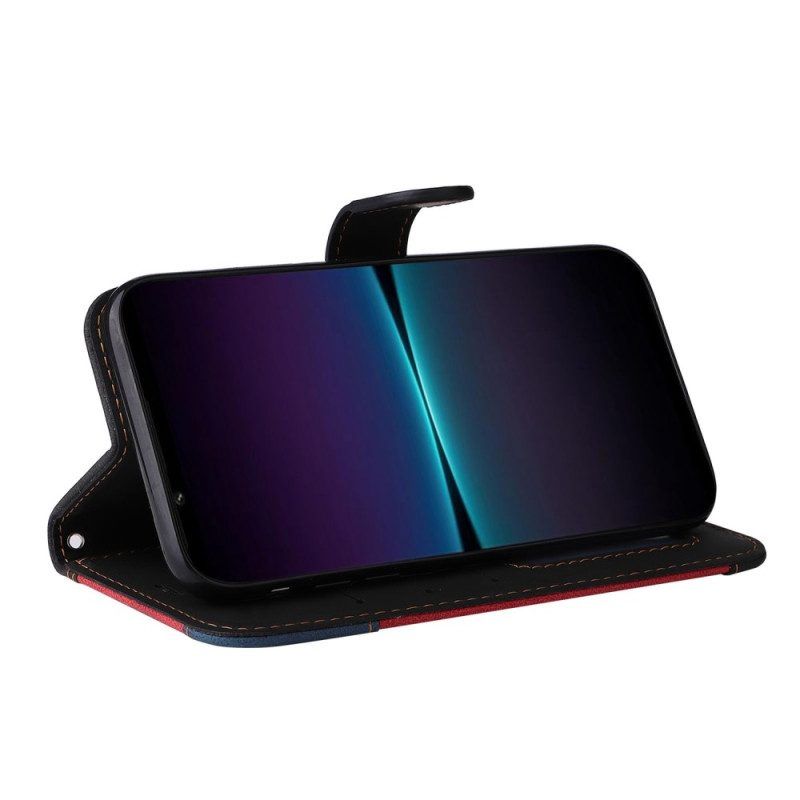 Flip Case Für Sony Xperia 1 IV Zweifarbig Mit Riemen