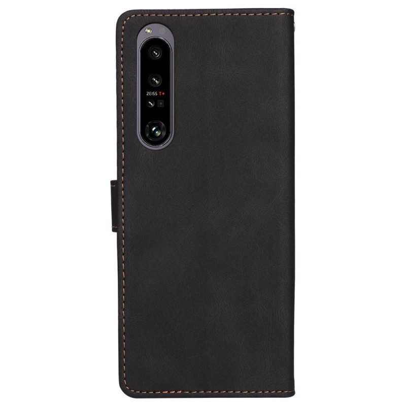 Flip Case Für Sony Xperia 1 IV Zweifarbig Mit Riemen