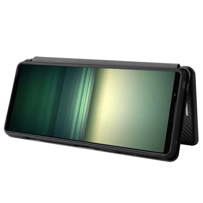 Schutzhülle Für Sony Xperia 1 IV Flip Case Kohlefaser-textur