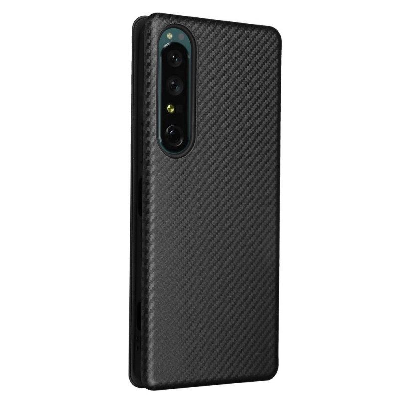 Schutzhülle Für Sony Xperia 1 IV Flip Case Kohlefaser-textur