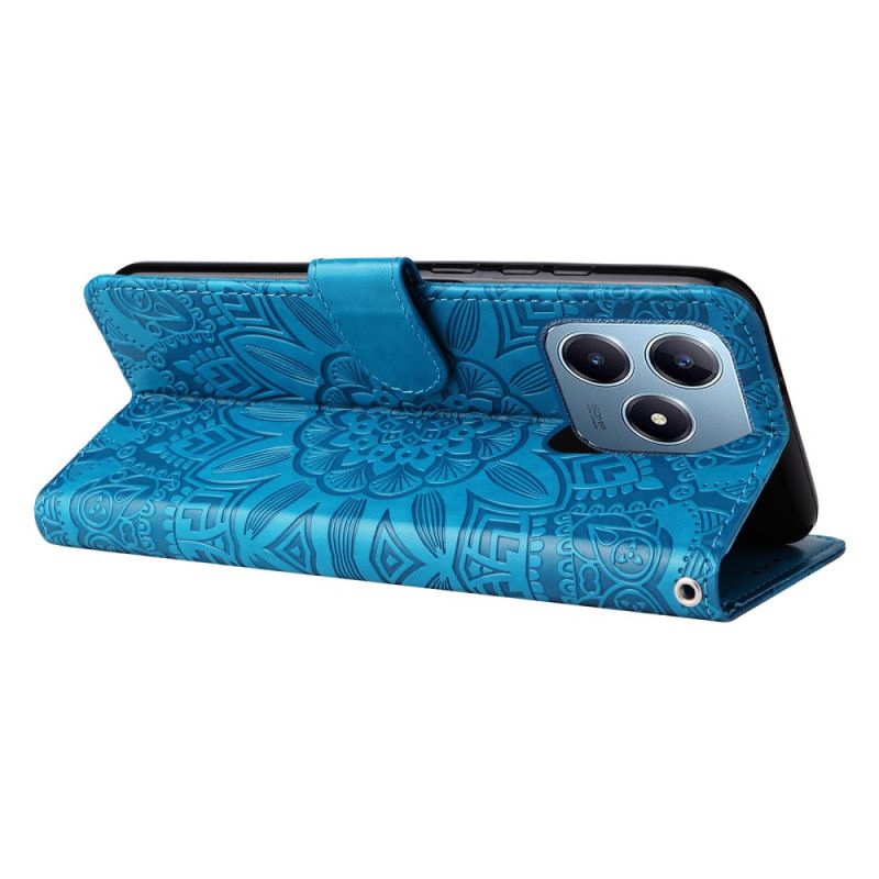 Lederhüllen Realme C61 Handyhülle Sonnenblumenmuster