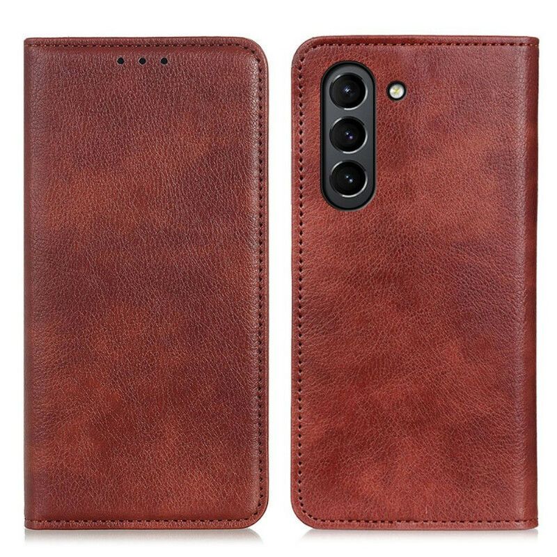 Flip Case Samsung Galaxy S21 Fe Elegance Split Litschi-leder