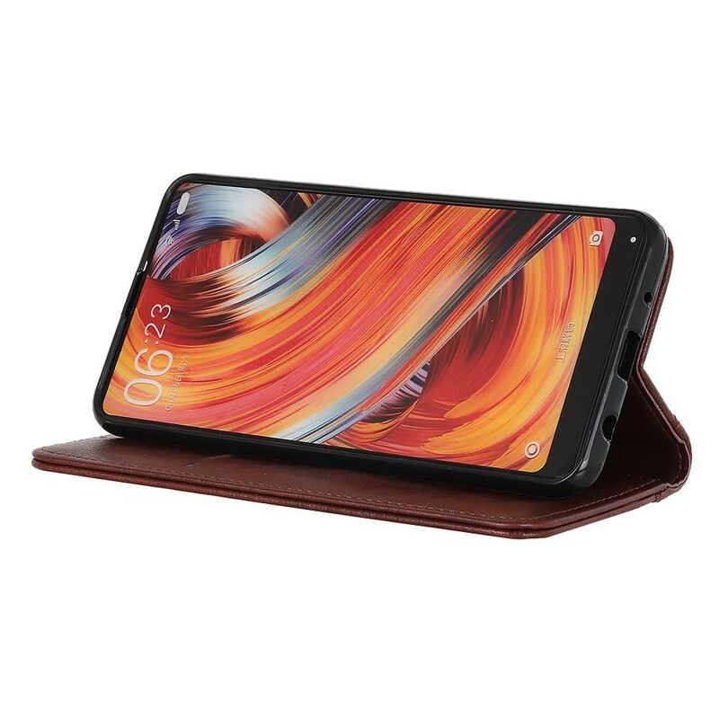 Flip Case Samsung Galaxy S21 Fe Handyhülle Elegance Spaltleder Litschi