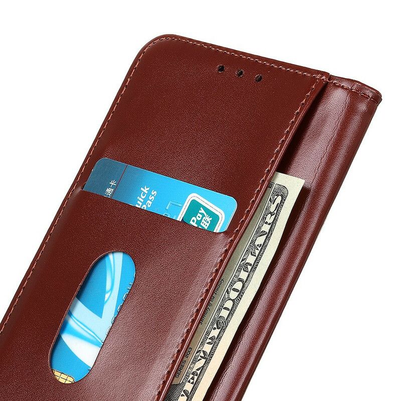 Flip Case Samsung Galaxy S21 Fe Handyhülle Glänzendes Spaltleder