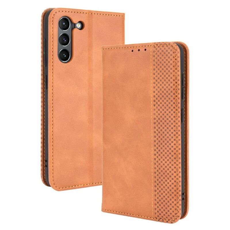 Flip Case Samsung Galaxy S21 Fe Stilisierter Vintage-ledereffekt