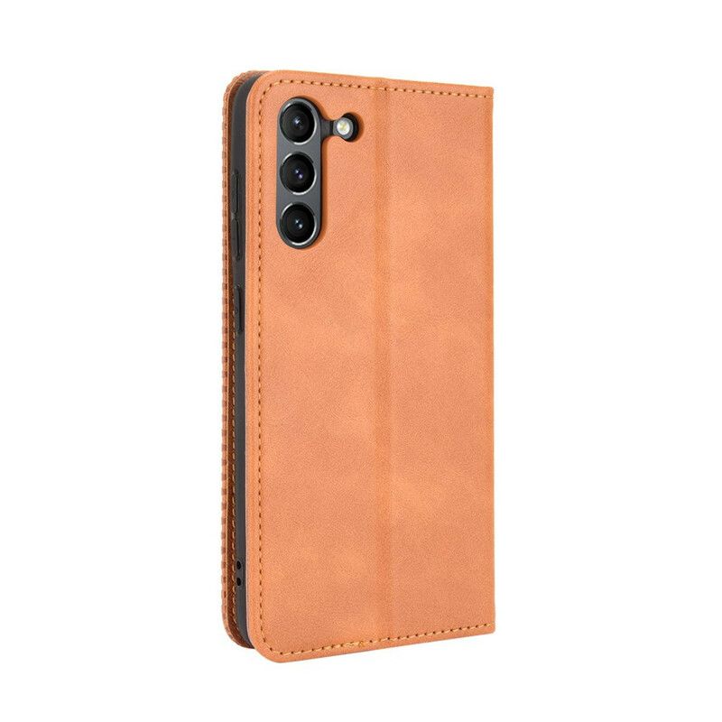 Flip Case Samsung Galaxy S21 Fe Stilisierter Vintage-ledereffekt