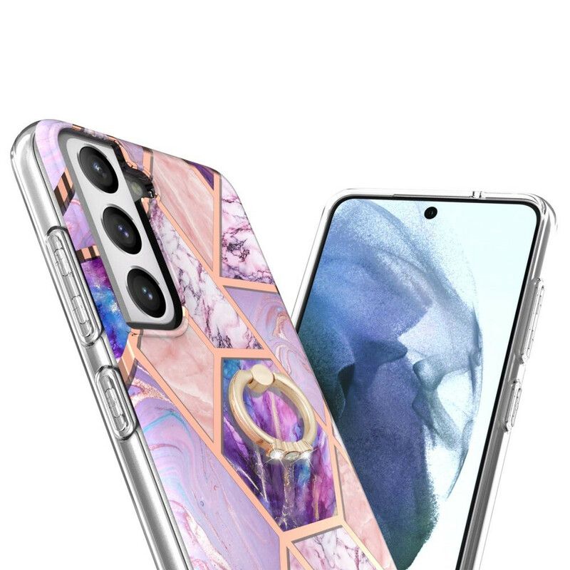 Hülle Für Samsung Galaxy S21 Fe Geometrischer Marmor Mit Stützring