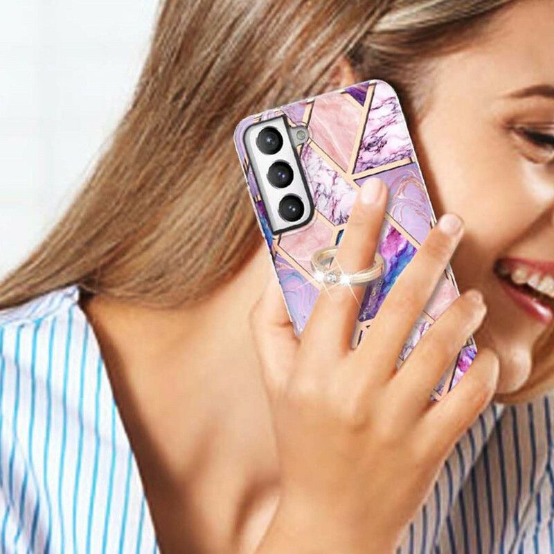 Hülle Für Samsung Galaxy S21 Fe Geometrischer Marmor Mit Stützring