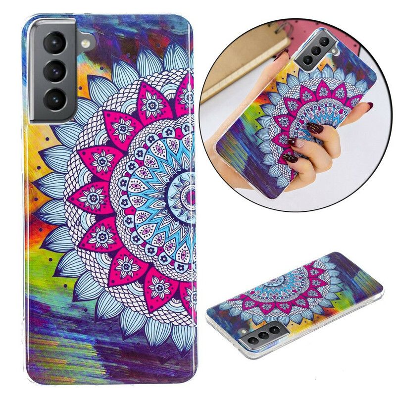 Hülle Für Samsung Galaxy S21 Fe Neonfarbenes Mandala