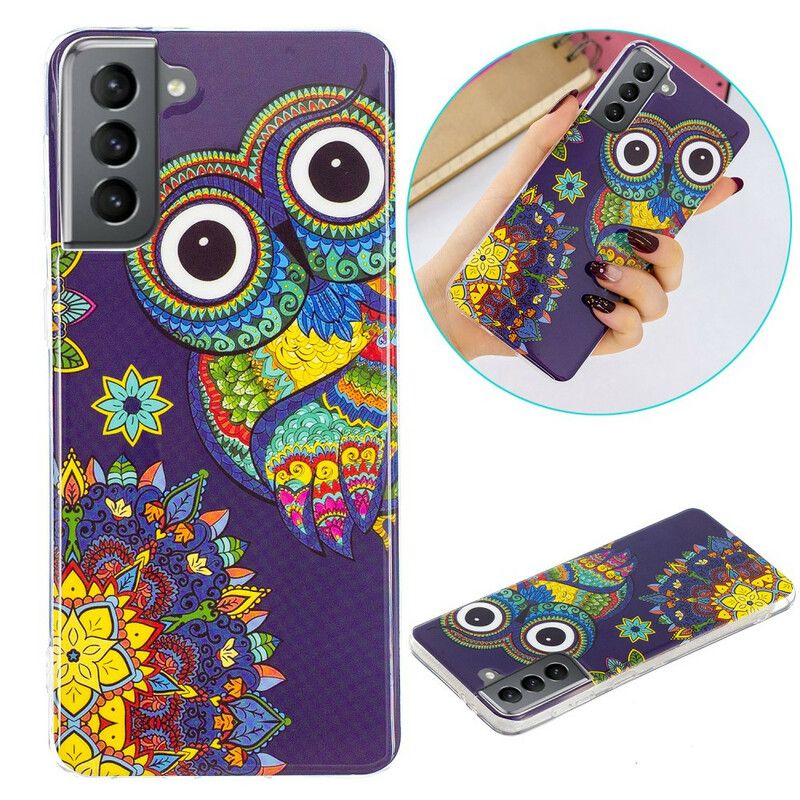 Hülle Samsung Galaxy S21 Fe Fluoreszierende Mandala-eule