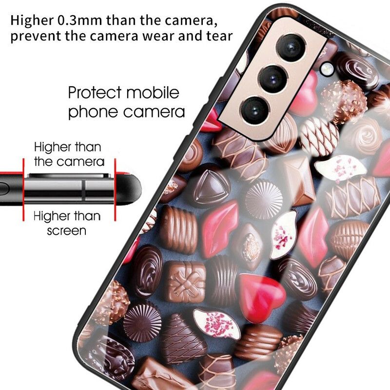 Hülle Samsung Galaxy S21 Fe Handyhülle Gehärtetes Schokoladenglas