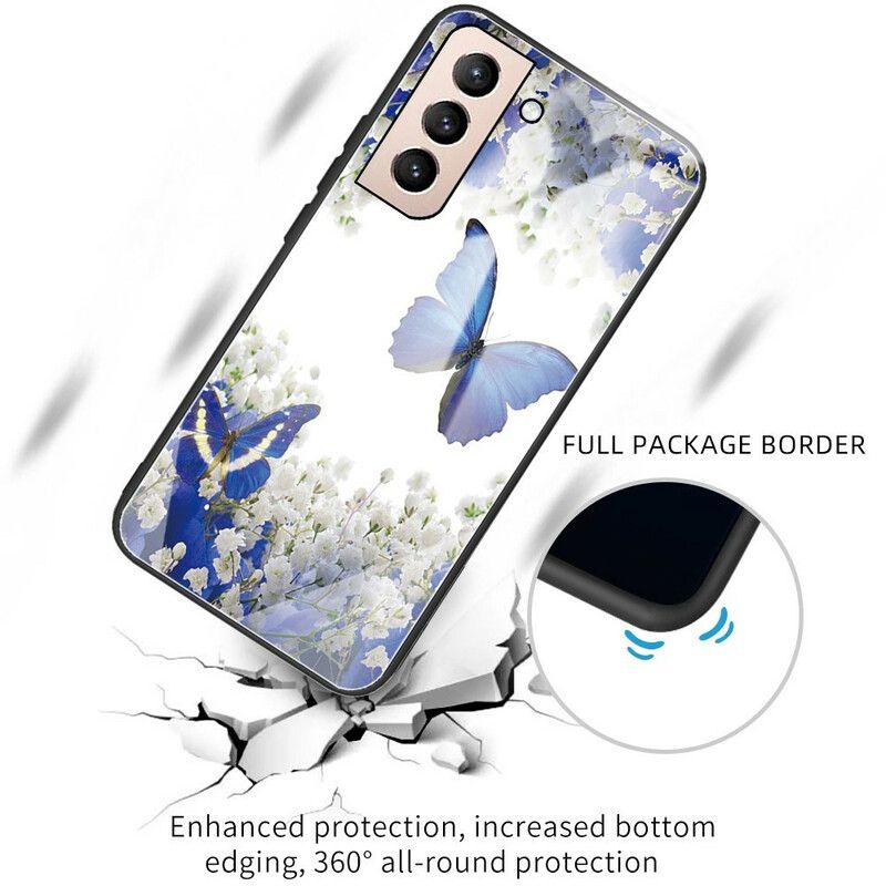 Hülle Samsung Galaxy S21 Fe Handyhülle Schmetterlingsdesign Aus Gehärtetem Glas