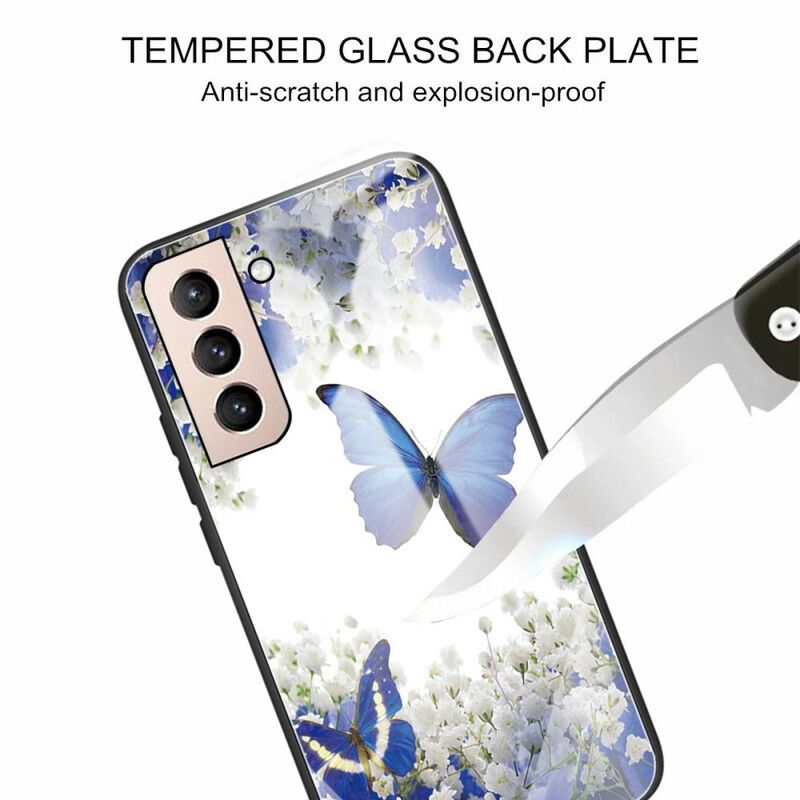 Hülle Samsung Galaxy S21 Fe Handyhülle Schmetterlingsdesign Aus Gehärtetem Glas