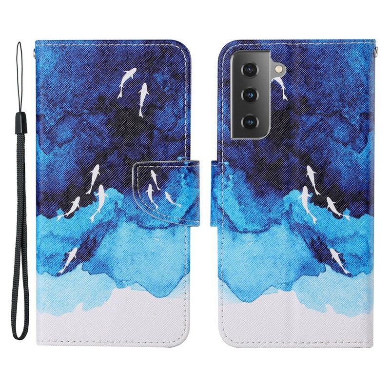 Lederhüllen Für Samsung Galaxy S21 Fe Meer Mit Lanyard