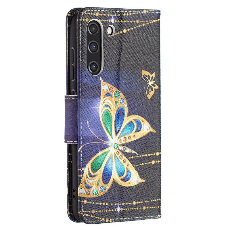 Lederhüllen Samsung Galaxy S21 Fe Goldener Schmetterling