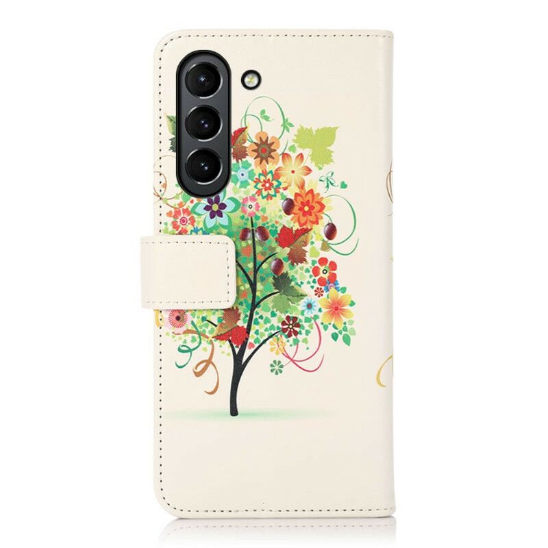 Lederhüllen Samsung Galaxy S21 Fe Handyhülle Blühender Baum