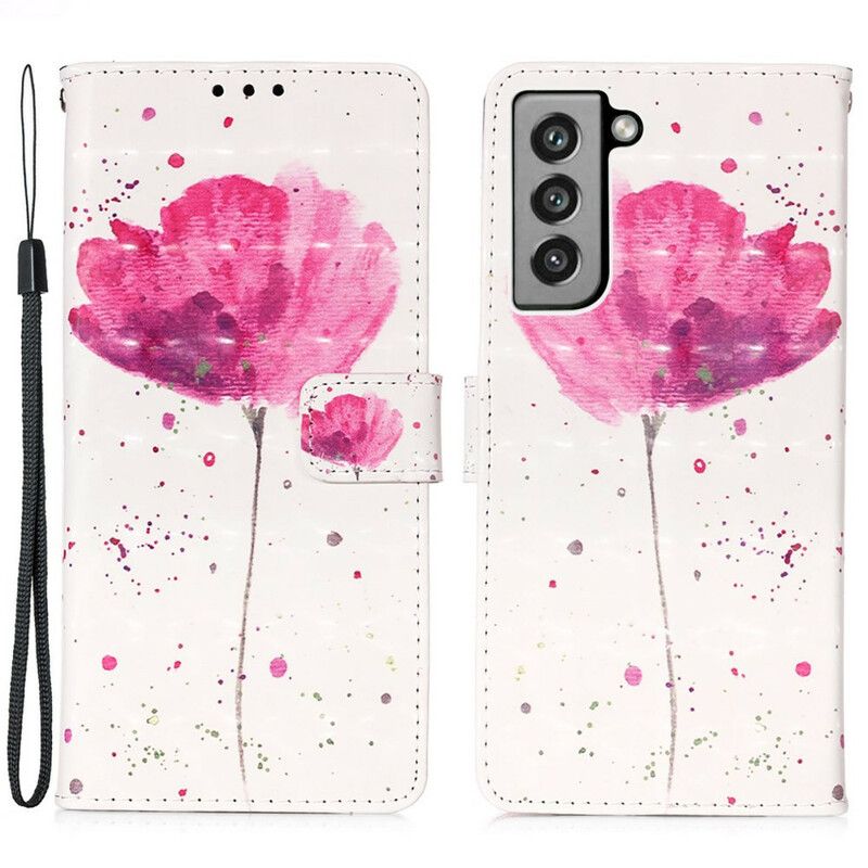 Lederhüllen Samsung Galaxy S21 Fe Handyhülle Mohn Aquarell