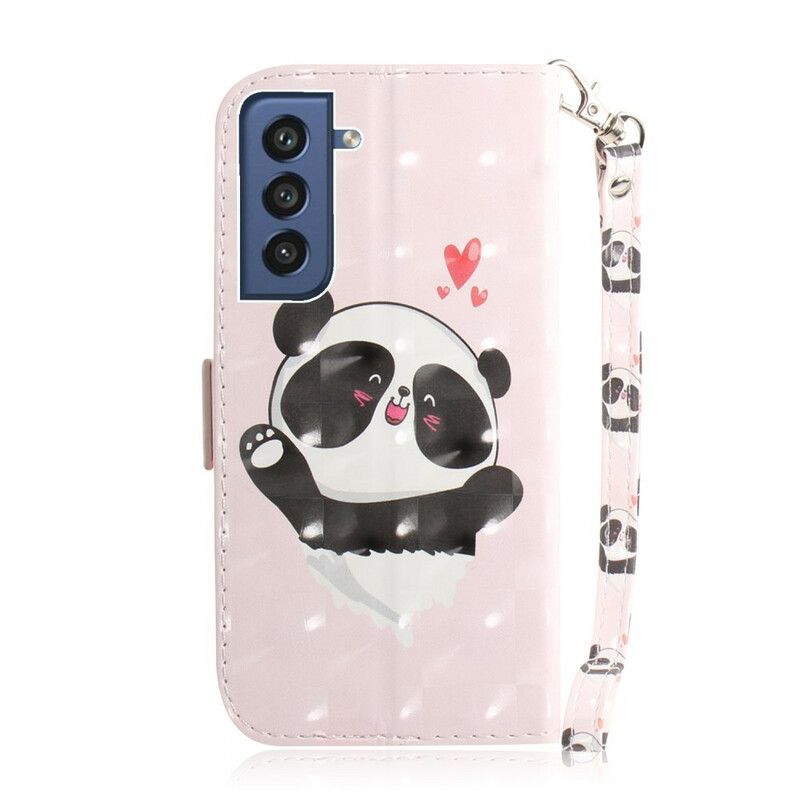 Lederhüllen Samsung Galaxy S21 Fe Handyhülle Panda Love Riemchen