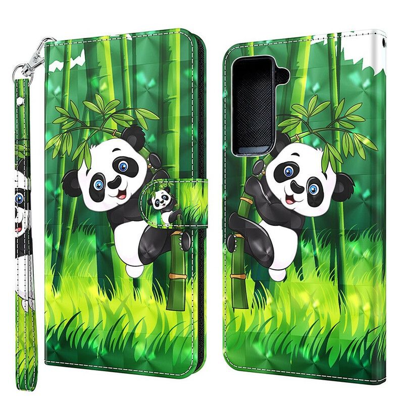 Lederhüllen Samsung Galaxy S21 Fe Handyhülle Panda Und Bambus