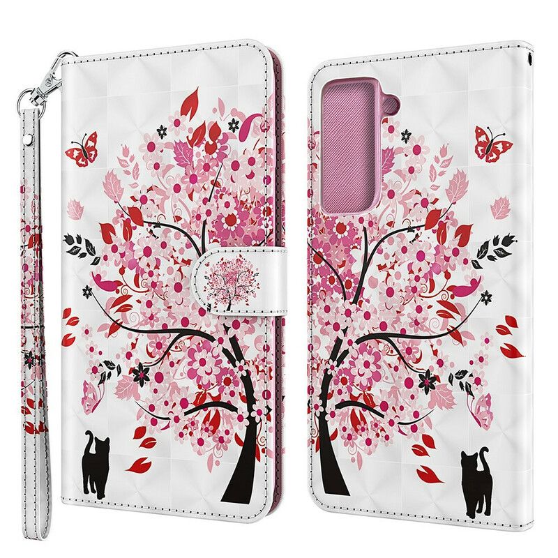 Lederhüllen Samsung Galaxy S21 Fe Handyhülle Rosa Baum