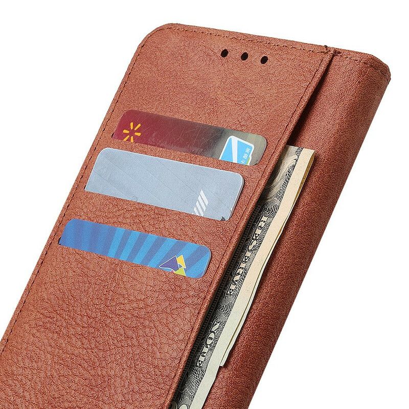 Lederhüllen Samsung Galaxy S21 Fe Handyhülle Schlichtes Litschi Kunstleder