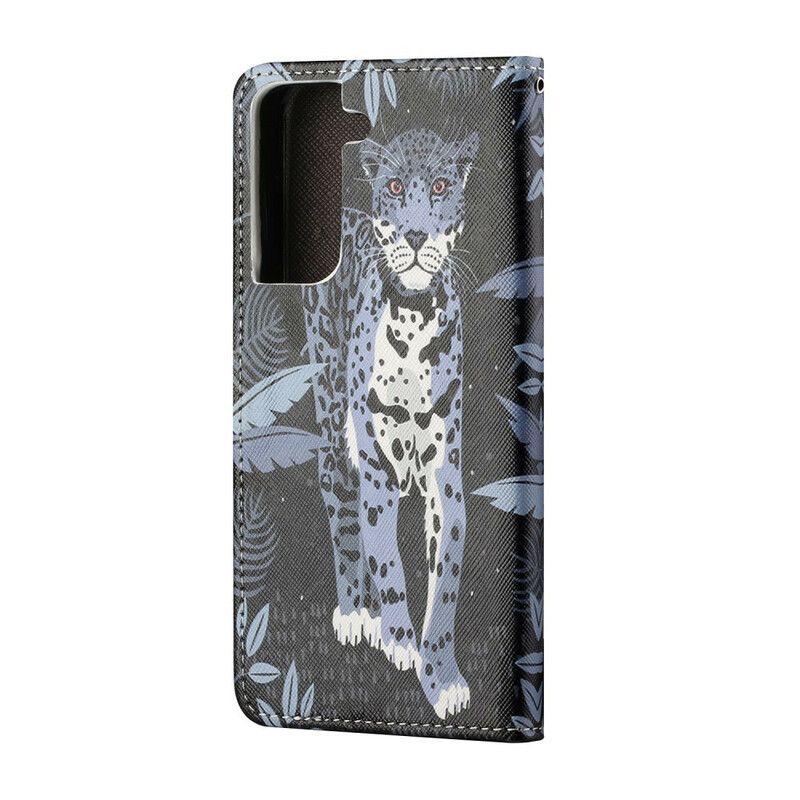 Lederhüllen Samsung Galaxy S21 Fe Leopard Riemchen